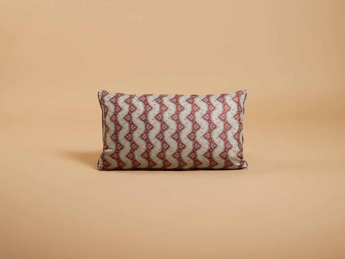 Fleurons D'Helene La Folie Small Oblong Cushion, Bleu Prune