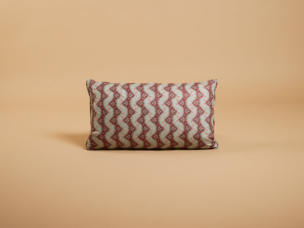 Fleurons D'Helene La Folie Small Oblong Cushion, Bleu Prune