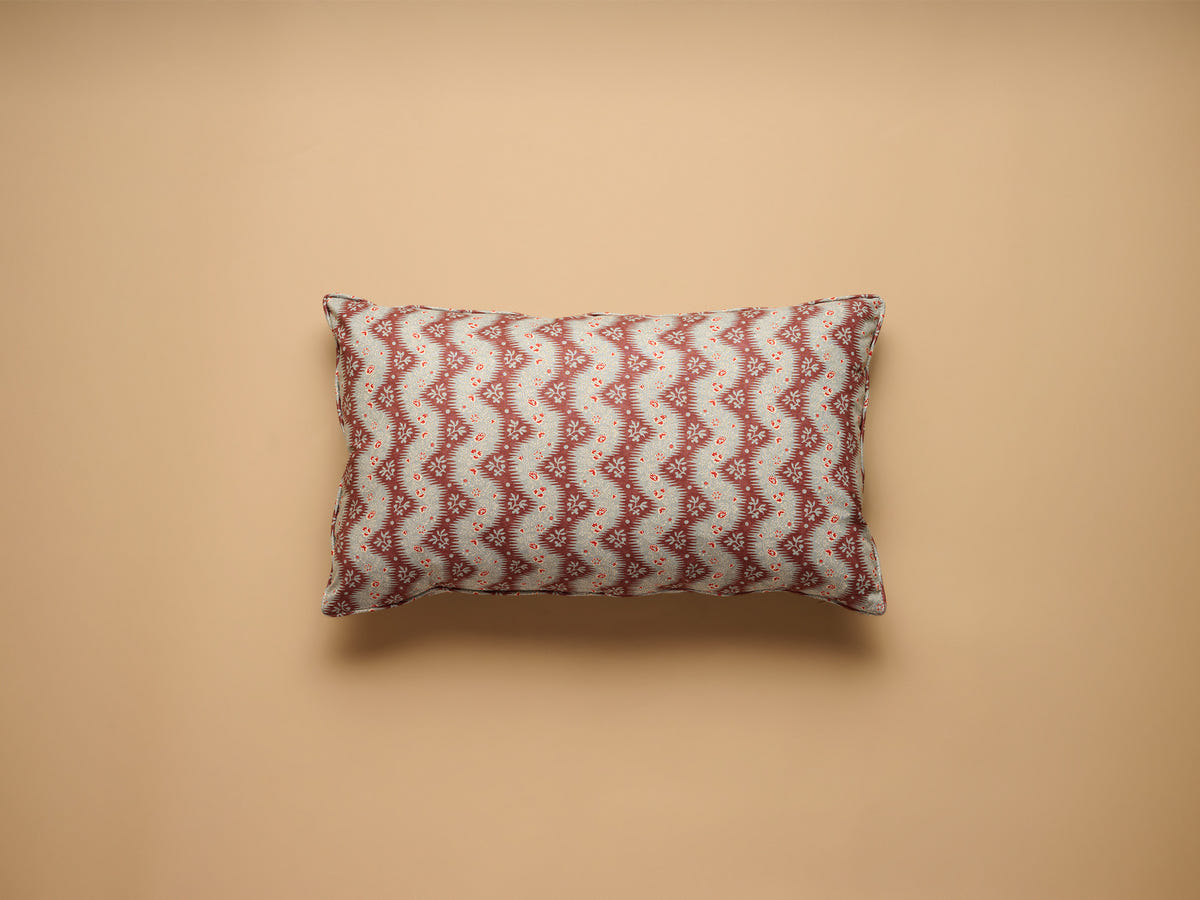 Fleurons D'Helene La Folie Small Oblong Cushion, Bleu Prune