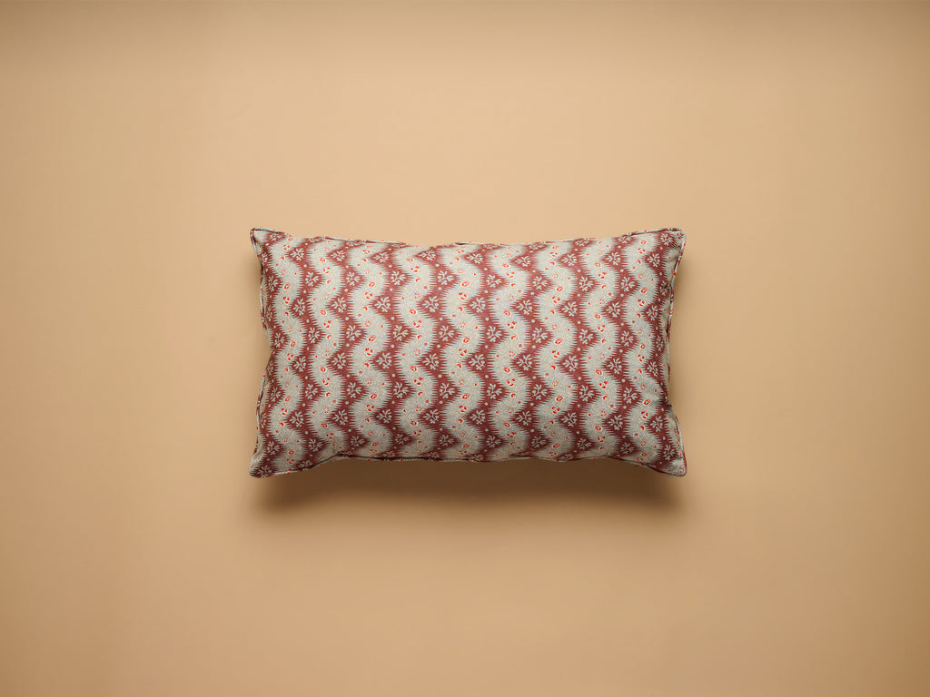 Fleurons D'Helene La Folie Small Oblong Cushion, Bleu Prune