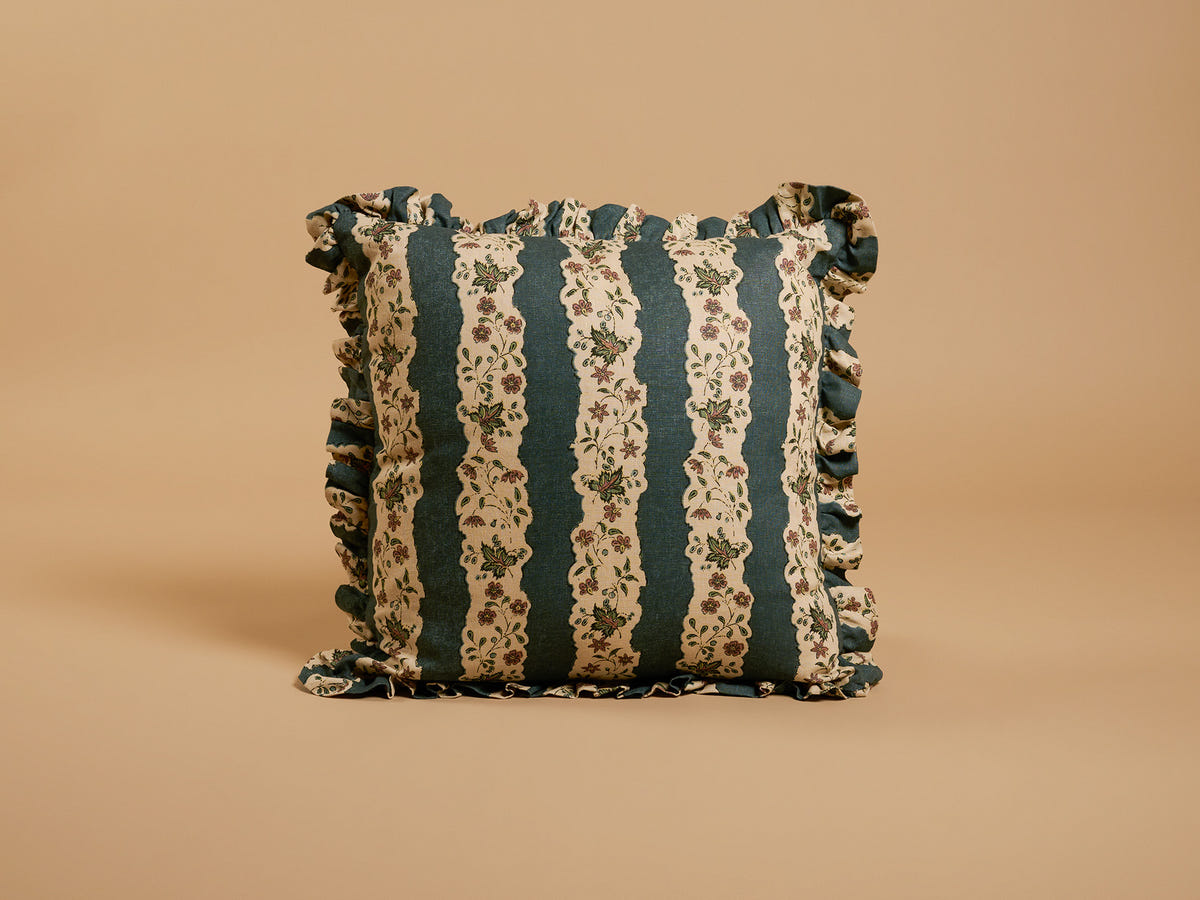 Jasper Square Ruffle Cushion, Blue