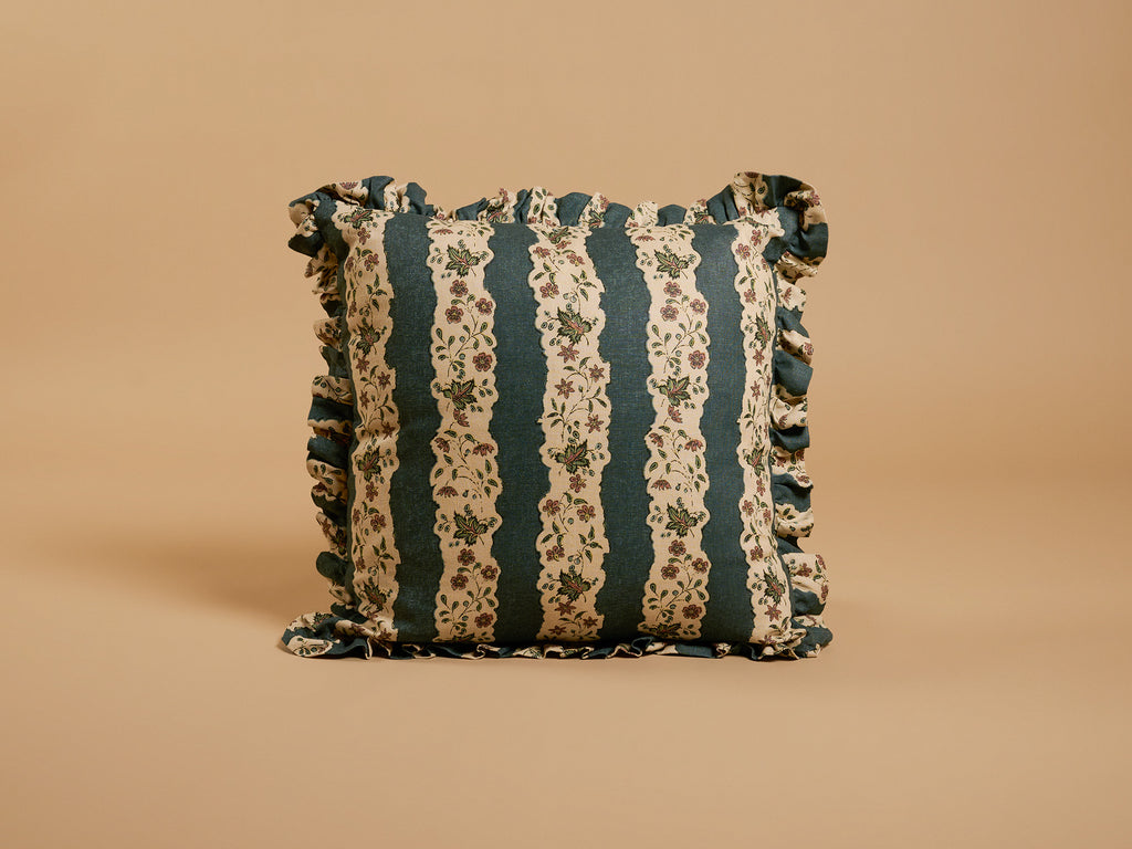 Jasper Square Ruffle Cushion, Blue