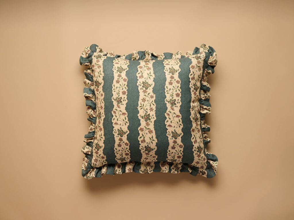 Jasper Square Ruffle Cushion, Blue