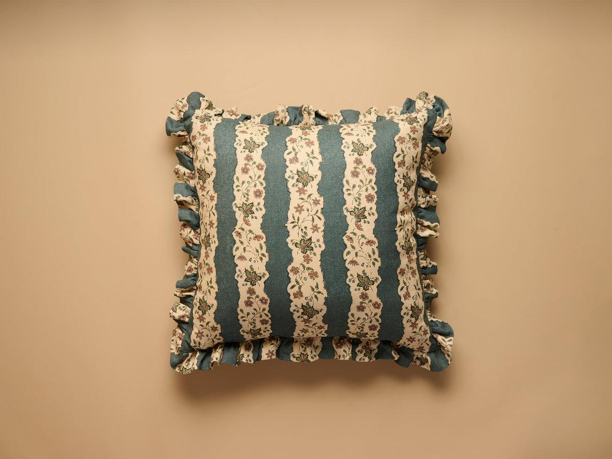 Jasper Square Ruffle Cushion, Blue