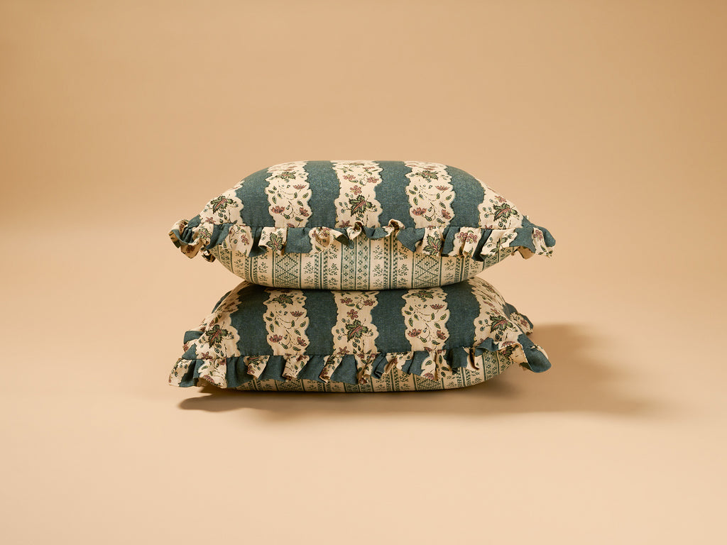 Jasper Square Ruffle Cushion, Blue