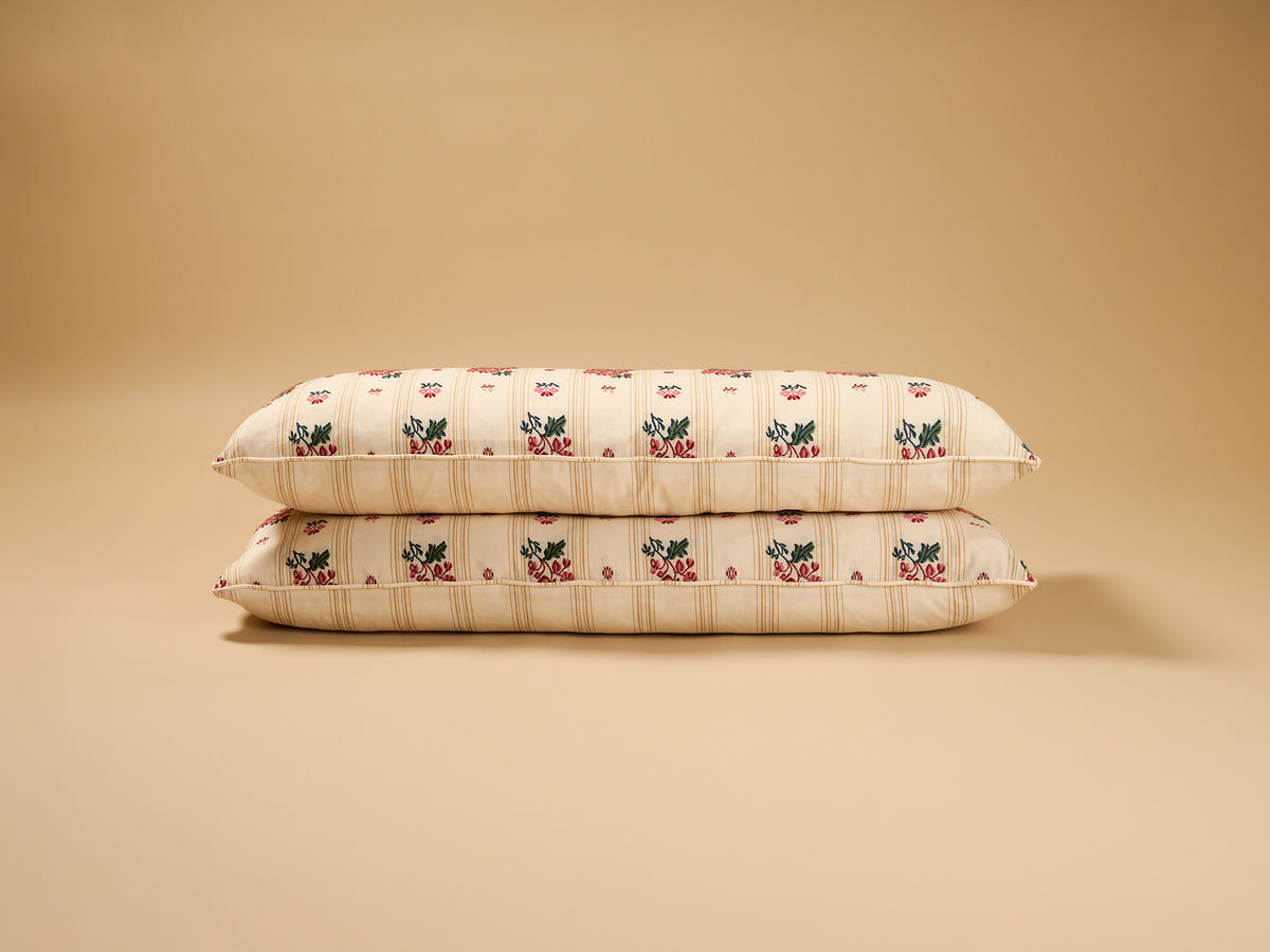 Namay Samay Escaut/Escaut Stripe Lumbar Cushion, Khaki