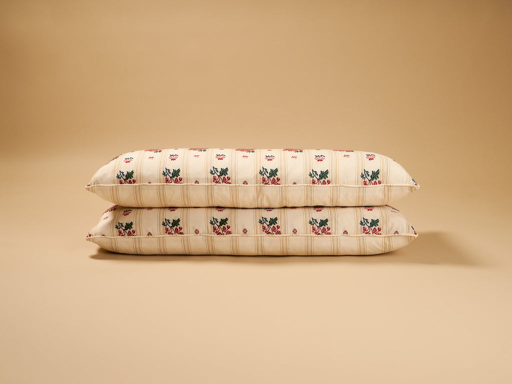 Namay Samay Escaut/Escaut Stripe Lumbar Cushion, Khaki