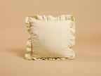 Rose Cumming Windowpane Check Ruffle Square Cushion, Green