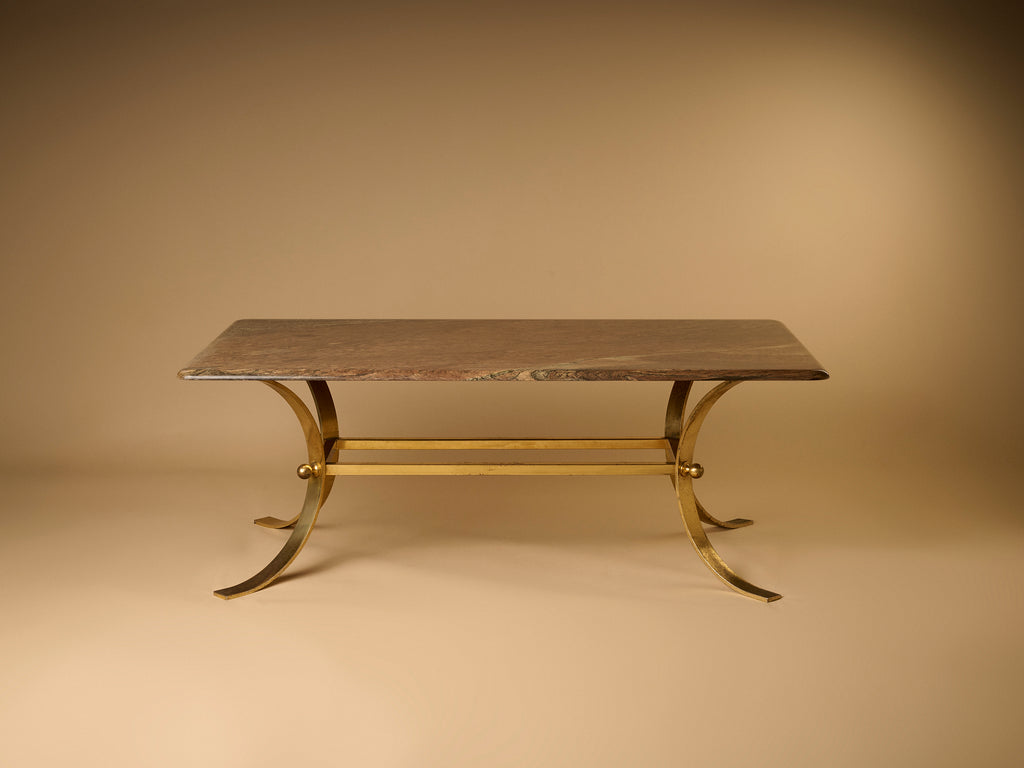 Vintage Coffee Table, Granite & Brass