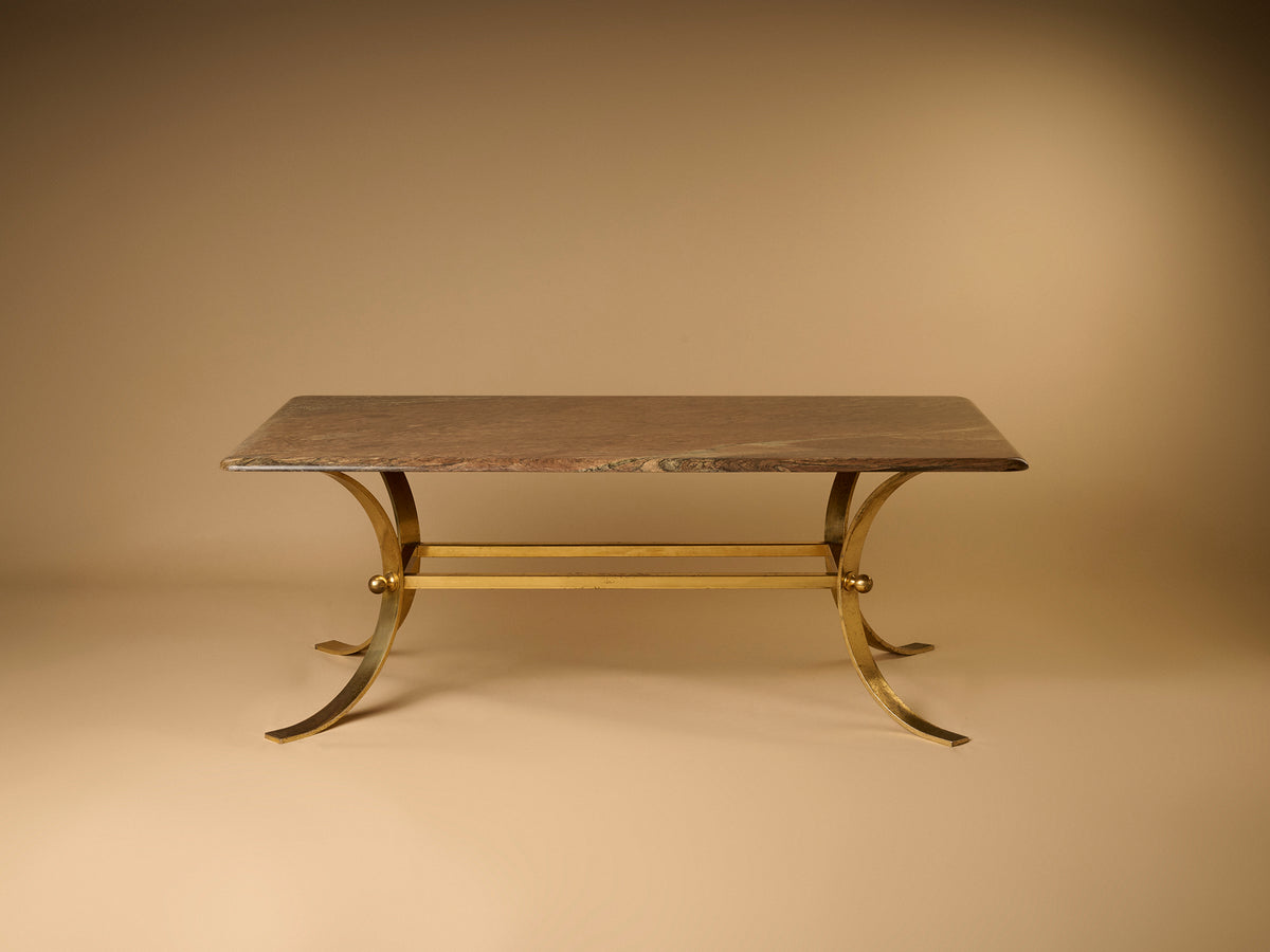 Vintage Coffee Table, Granite & Brass