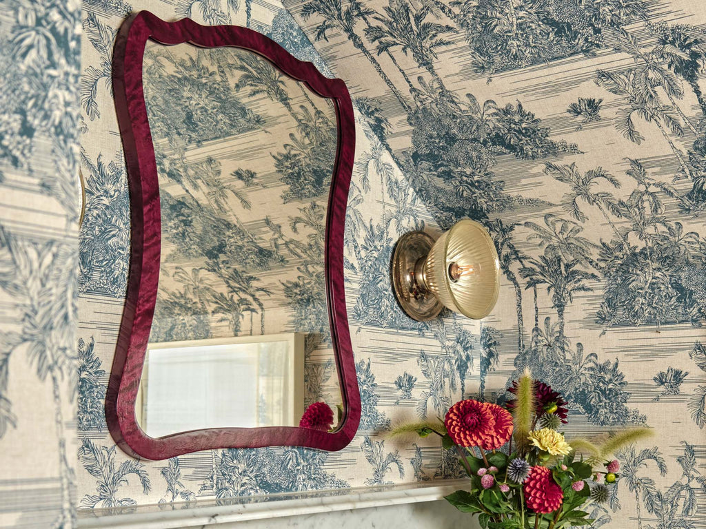 Tiger Small Mirror, Birds Eye Maple, Garnet