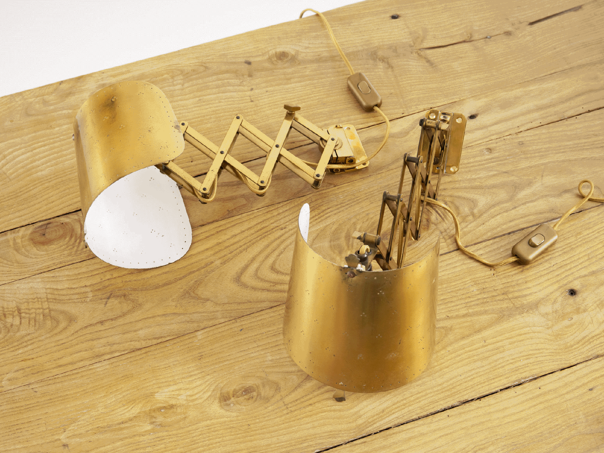 Pair of Vintage Brass Scissor Wall Lights