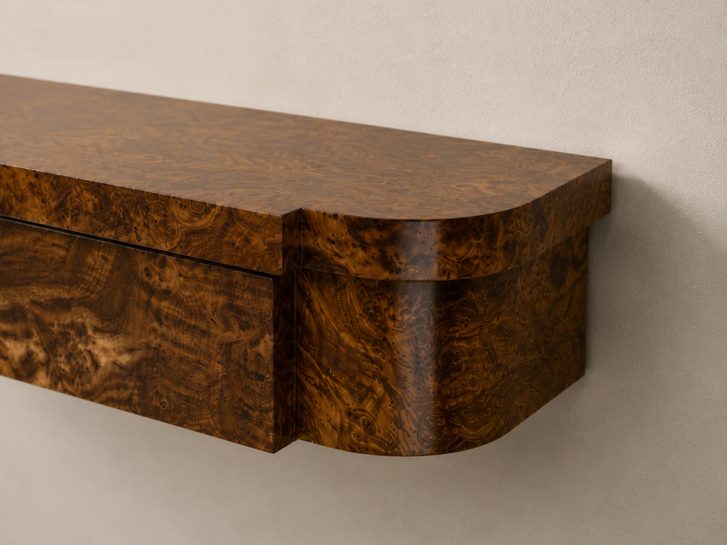 Tiger Wall Mounted Console, Striped Burl, Natural