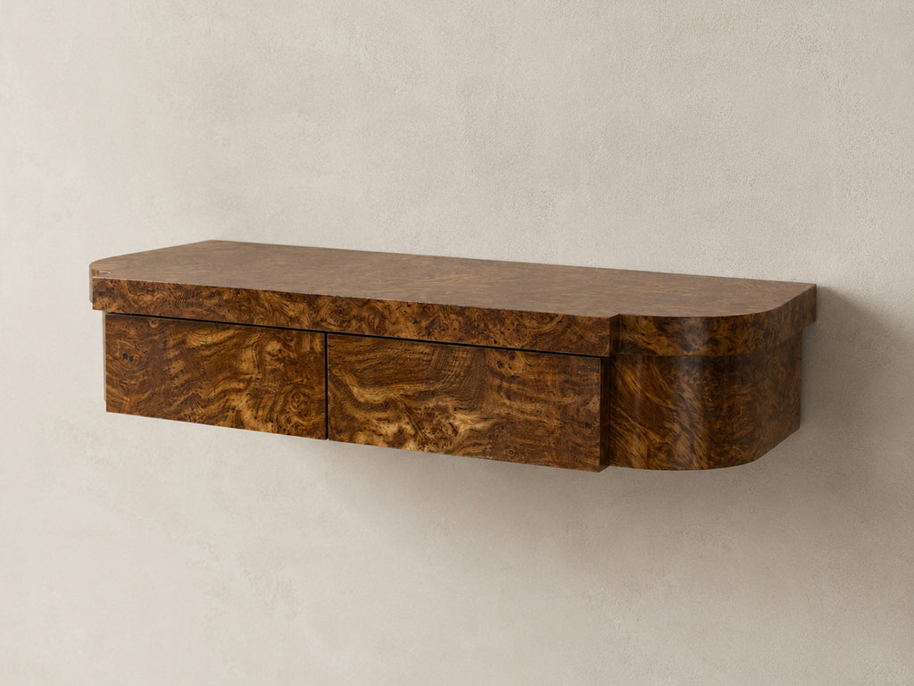 Tiger Wall Mounted Console, Striped Burl, Natural