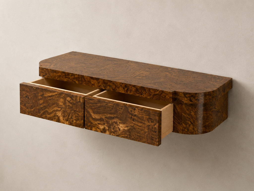 Tiger Wall Mounted Console, Striped Burl, Natural