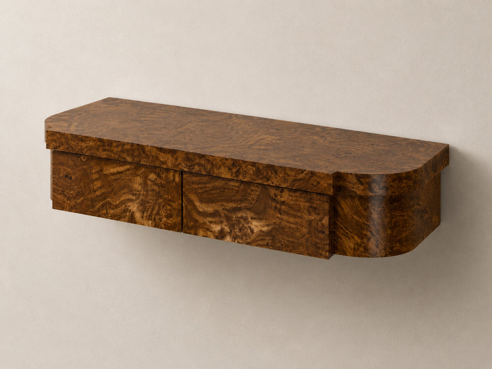 Tiger Wall Mounted Console, Striped Burl, Natural
