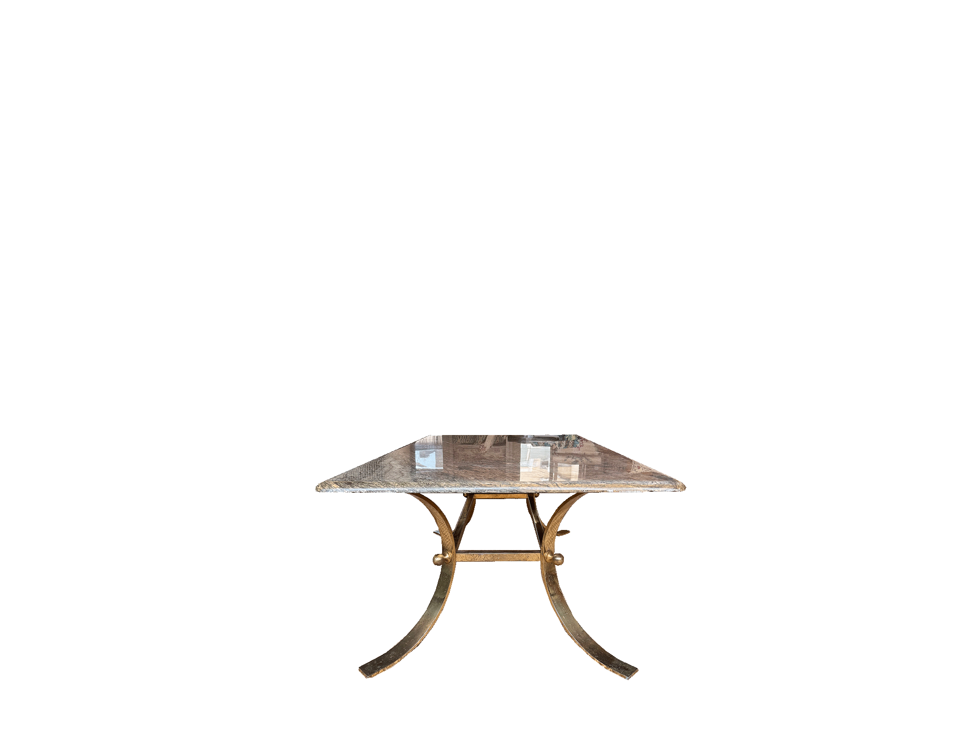 Vintage Coffee Table, Granite & Brass
