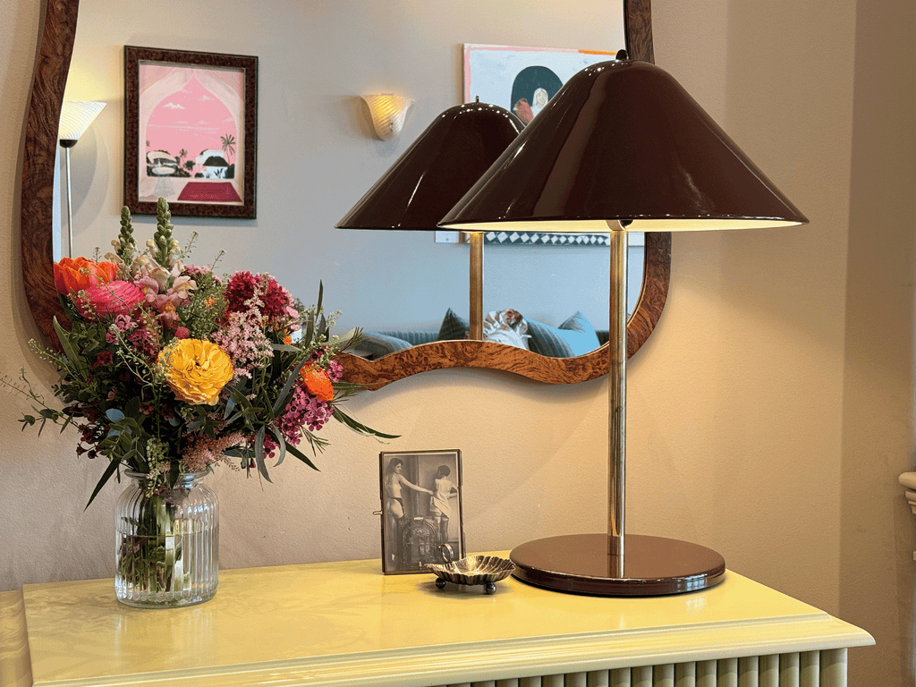 Vintage Goffredo Reggiani Brown Metal / Brass Table Lamp